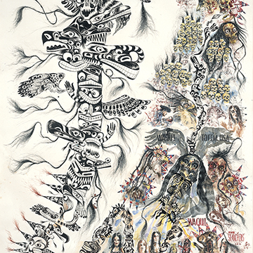 Brad Kahlhamer, Waqui Totem USA, 2006, Watercolor and ink on paper